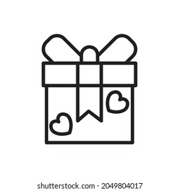 Gift Love Outline Vector Illustration