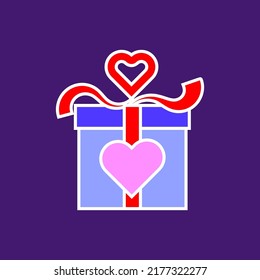 Gift with a love symbol or a heart dominated by pink and blue colors.  Format vector