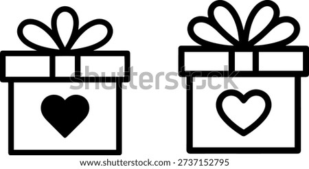 Gift of Love: Two charming gift boxes adorned with heart emblems. Symbolizing love and generosity. A minimalist design conveys heartfelt sentiments with elegance and simplicity.