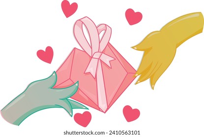 a gift of love with two hands that give and receive each other