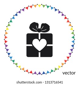 Gift with love, vector icon