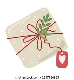 Un regalo para un ser querido o para el Día de San Valentín. Empaquetado de ilustración vectorial, estilo de dibujos animados.
