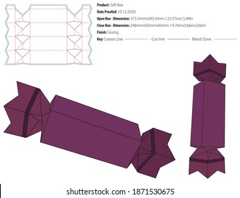 Gift Luxury box packaging design template gluing die cut - vector