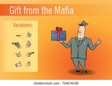 Gift from the mafia: cartoon mafiosi and variants of the position of hands