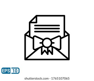 gift mail icon in line style isolated on white background. EPS 10