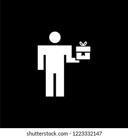 Gift man icon simple flat style vector illustration.