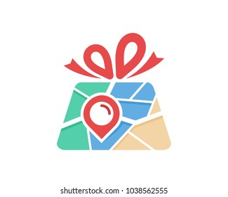Gift Map Icon Logo Design Element
