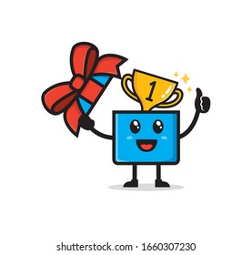 Gift mascot character design vector