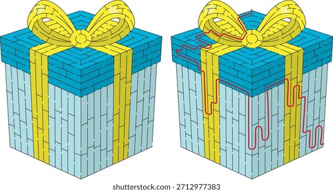 Laberinto de regalos para niños con una solución
