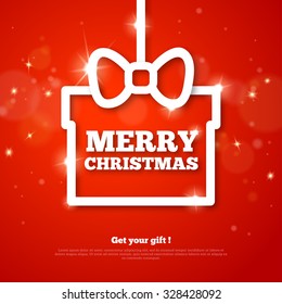Regalo con Feliz Navidad. Ilustración vectorial.Feliz Año Nuevo.