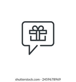 Gift message talk icon, vector illustration