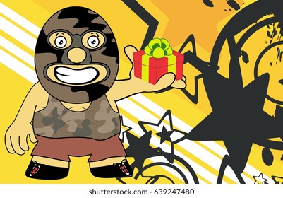 gift mexican wrestler cartoon expression background in vector format 