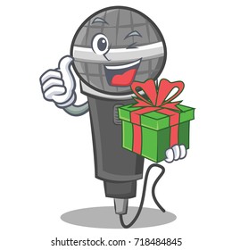 With gift microphone cartoon character design
