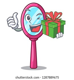 With gift mirror on the character 