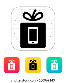 Gift mobile phone icon. Vector illustration.