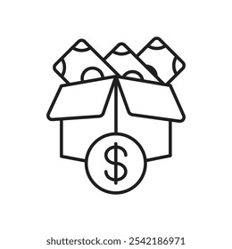 Gift Money Icon with Present and Dollar Symbol, Representing Gift Transfers, Monetary Gifts, and Financial Giving
