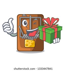 With gift mousetrap isolated with in the cartoon