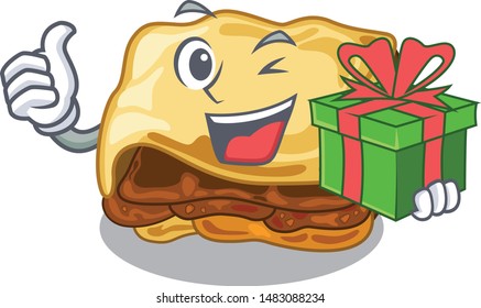 With gift moussaka isolated with in the cartoon