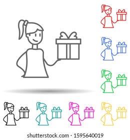 gift multi color style icon. Simple thin line, outline vector of friendship icons for ui and ux, website or mobile application