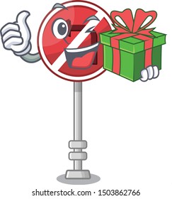 With gift no left turn with cartoon shape