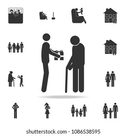 a gift to the old father icon. Detailed set of family icons. Premium graphic design. One of the collection icons for websites, web design, mobile app on white background
