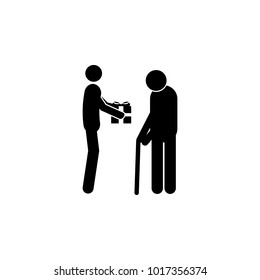 a gift to the old father icon. Element of a happy family icon. Premium quality graphic design icon. Signs and symbols collection icon for websites, web design, mobile app on white background