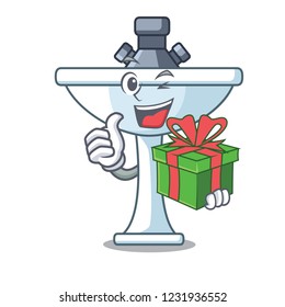 With gift on bath room cartoon sink shape