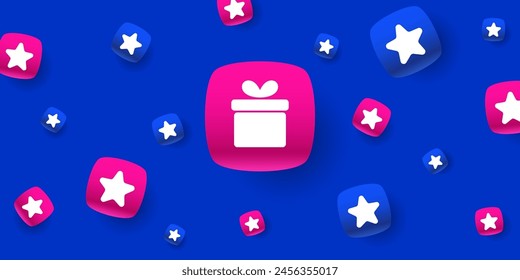 A gift on a blue background. A minimalistic image of a gift, elements for design. Modern vector graphics. A stylish poster.