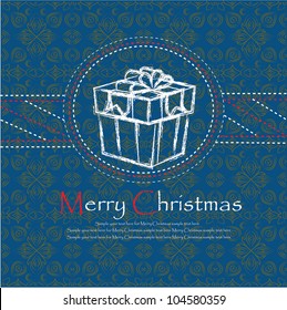 Gift on blue background,Vector