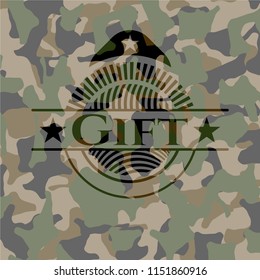 Gift on camo texture