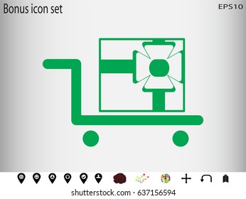 gift on the cart icon, vector illustration eps10