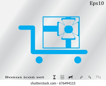 gift on the cart icon, vector illustration eps10