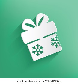 Gift on green background,clean vector
