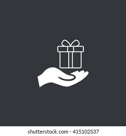 Gift on the hand icon