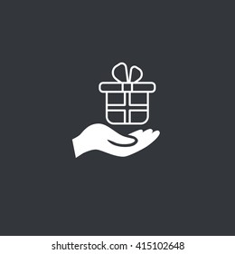 Gift on the hand icon