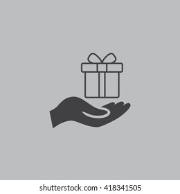 Gift on the hand icon