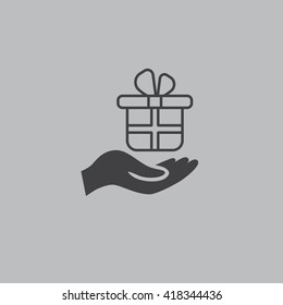 Gift on the hand icon
