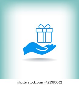 Gift on the hand icon