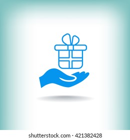 Gift on the hand icon