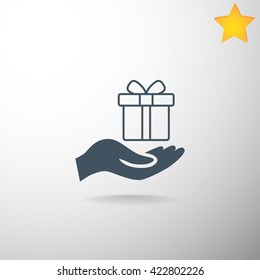 Gift on the hand icon