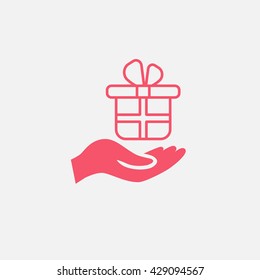 Gift on the hand icon