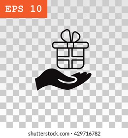 Gift on the hand icon