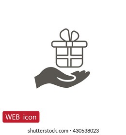 Gift on the hand icon