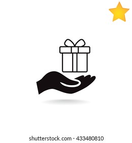 Gift on the hand icon