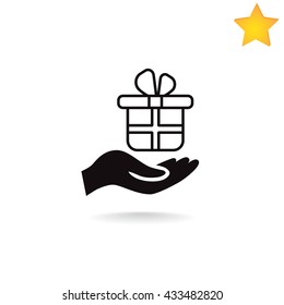 Gift on the hand icon