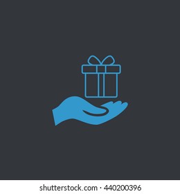 Gift on the hand icon