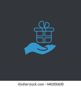 Gift on the hand icon