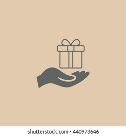 Gift on the hand icon
