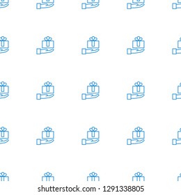 gift on hand icon pattern seamless white background. Editable outline gift on hand icon. gift on hand icon pattern for web and mobile.