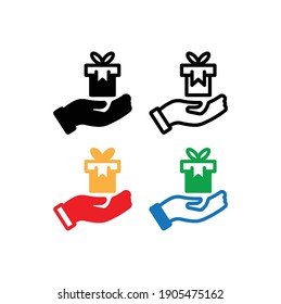 Icono de regalo en la mano (ilustración vectorial)
